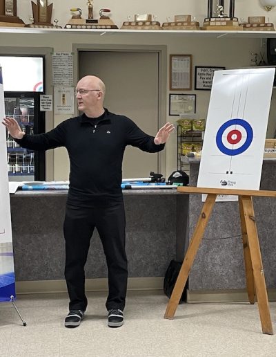 Barrington Nova Scotia Stick Curling Clinic Bruce Instructing