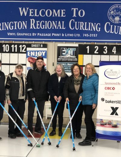 Barrington Nova Scotia Stick Curling Clinic Participants With Sticks